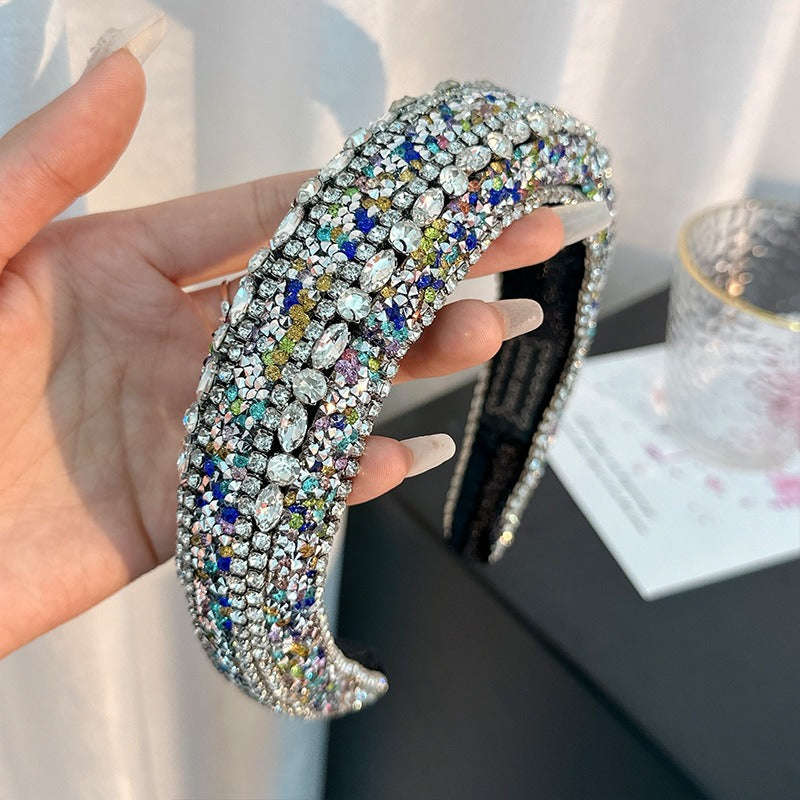 Full Diamond Sponge Premium Baroque Headband Wide Edge Water Diamond Headband Female