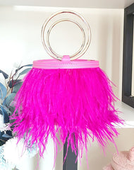 Shoulder portable chain bag imported ostrich feather bag ring bag