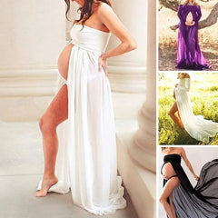 Pregnant Woman Photo Dress Solid Color Tube Top Stitching Front Slit Long Dress Pregnant Woman Jumpsuit Mopping Floor Long Dress