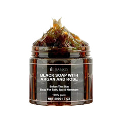 Beldi Moroccan Soap - Black Moroccan Soap African Black Soap Bar With Moroccan Argan Oil And Rose Body Scrub Purifying Cleansing Exfoliating Beauty Products