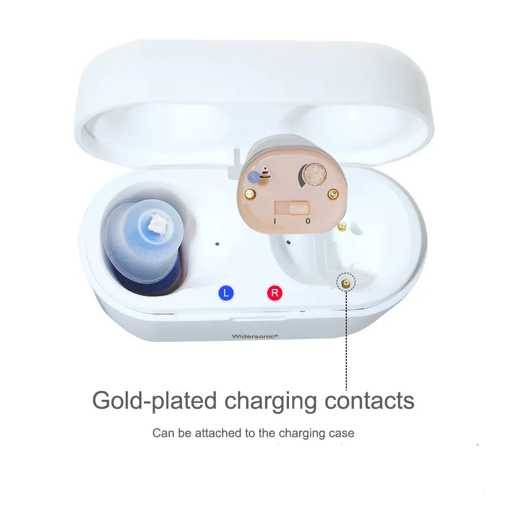 Rechargeable Hearing Aids V30 Intelligent Audifonos Mini Inner Ear for Elderly Sound Amplifier for Deafness with Charging Case