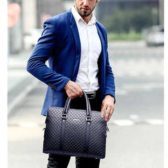 New Double Layers Men's Leather Business Briefcase Casual Man Shoulder Bag Messenger Bag Male Laptops Handbags Men Travel Bags - Fashionner