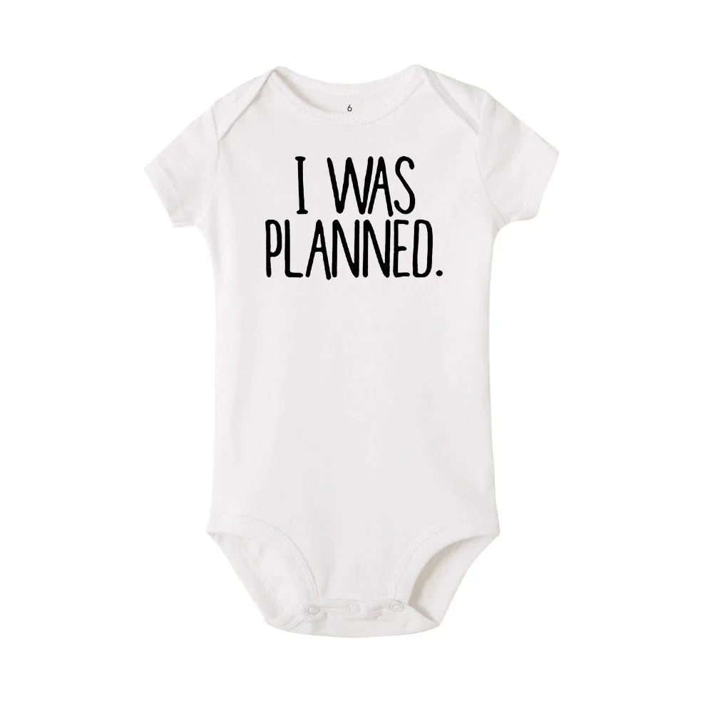 Boys Planned and I Was A Surprise Newborn Twins Baby Boys Girls Bodysuit Baby Cute Short Sleeve Playsuits Outfits Cloth - Fashionner