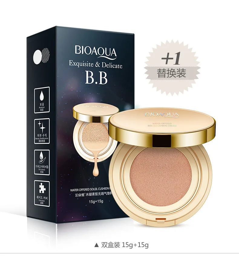 BIOAQUA Air Cushion BB Cream Brighten Concealer Moisturizer Foundation Face Whitening Makeup Facial Base Perfect Cover Cosmetics - Fashionner