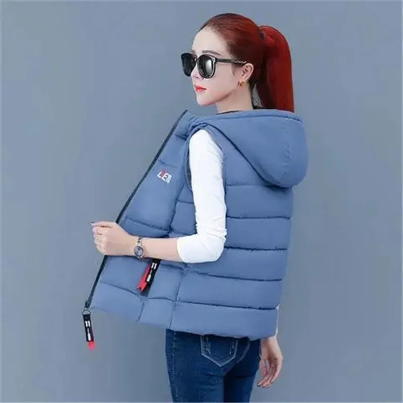 Autumn Winter Down Cotton Vest Women Short Jacket OuterWear 2022 New Fashion All-Match Sleeveless Waistcoat Vests Woman Coat 3XL - Fashionner