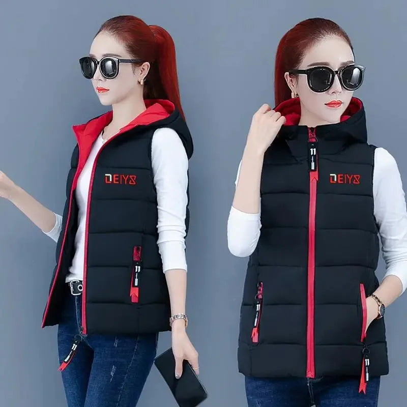 Autumn Winter Down Cotton Vest Women Short Jacket OuterWear 2022 New Fashion All-Match Sleeveless Waistcoat Vests Woman Coat 3XL - Fashionner