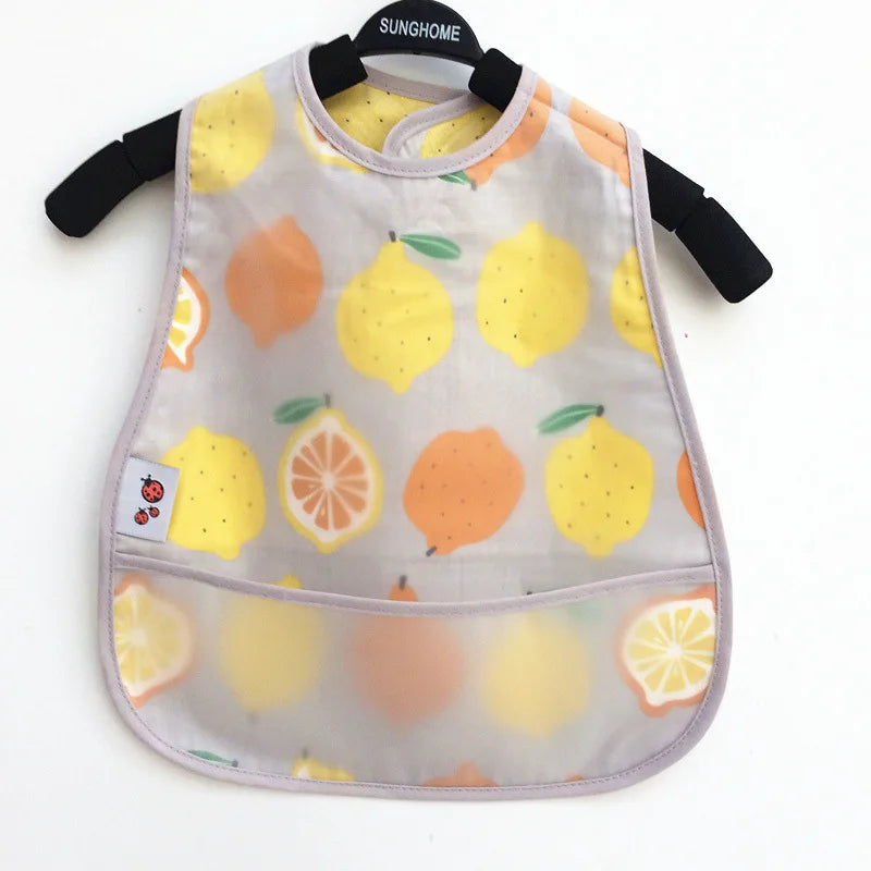 Boys Waterproof Lunch Feeding Apron Cartoon Pattern Cotton Baby Bibs Sleeveless Adjustable Boy Girl Feeding Bibs Apron