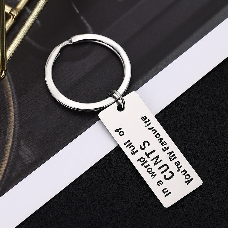 Funny Gift Print Stainless Steel Key Ring