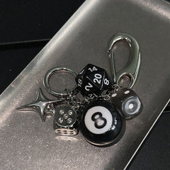 Black 8 Dice String Handmade Handbag Pendant Trendy Wear Match Keychain