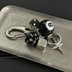 Black 8 Dice String Handmade Handbag Pendant Trendy Wear Match Keychain