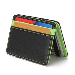 Ultra Thin PU Leather Women Men Magic Wallets Short Business Credit Card Holder Clutch Bag Case Pouch Mini Small Coin Purses - Fashionner