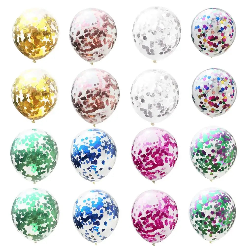 Party 10/20 Rose Confetti Latex Transparent Balloons Metallic Confetti Ballon Baby Shower Kids Birthday Party Wedding Decoration Ball