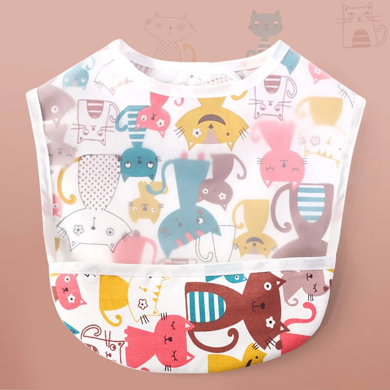 Boys Bibs Waterproof Apron Kid Cartoon Number Cherry Cat Feeding Bib Soft Burp Cloth For Toddler Boys Girls Bandana Bibs