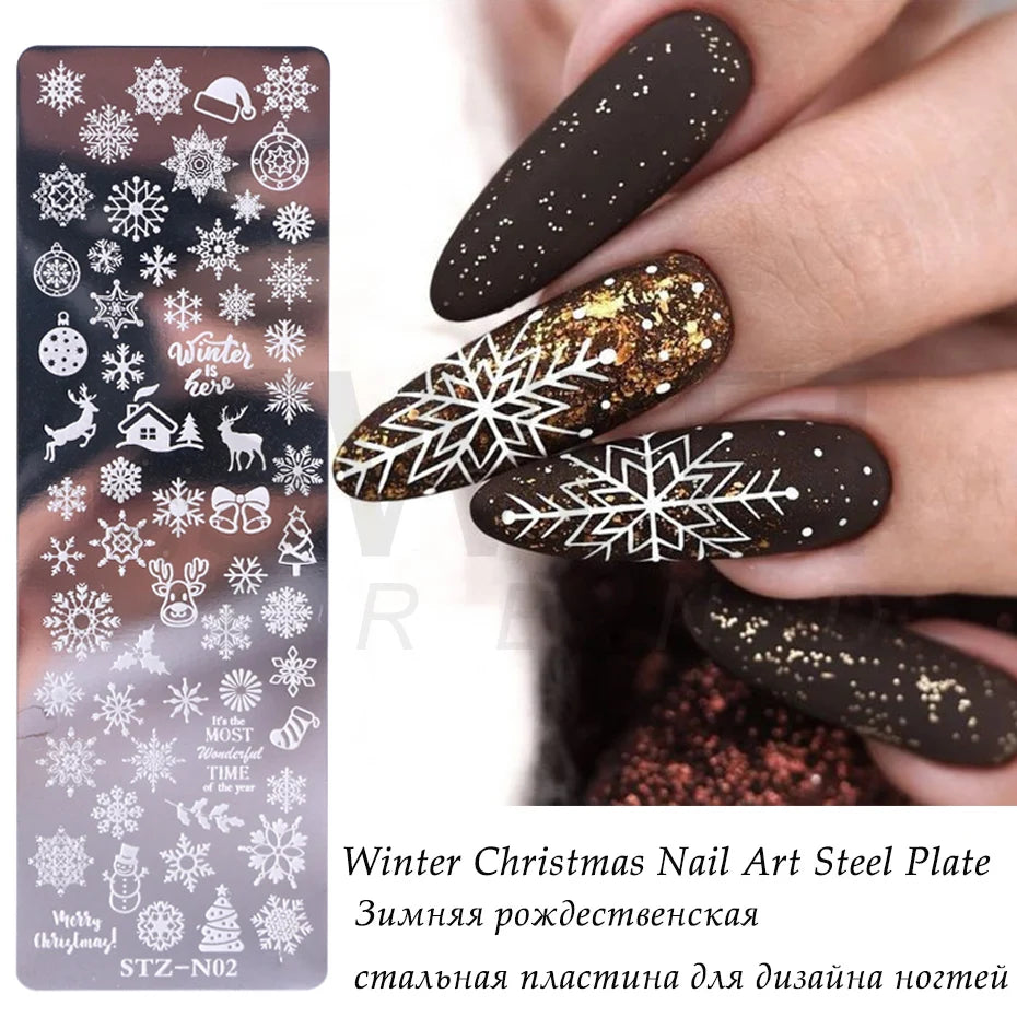 Christmas Nail Art Stamping Plate Winter Xmas Snowflake Leaf Dreamcatcher For Nail Polish Image Printing Template Tools BESTZ-N