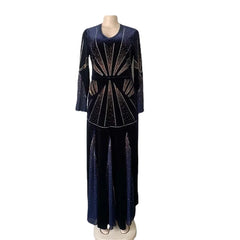 Traditional African Velvet Evening Dresses for Women Dashiki Diamond Kaftan Party Long Dress Abaya Dubai Ankara Robe Femme Africa Clothes