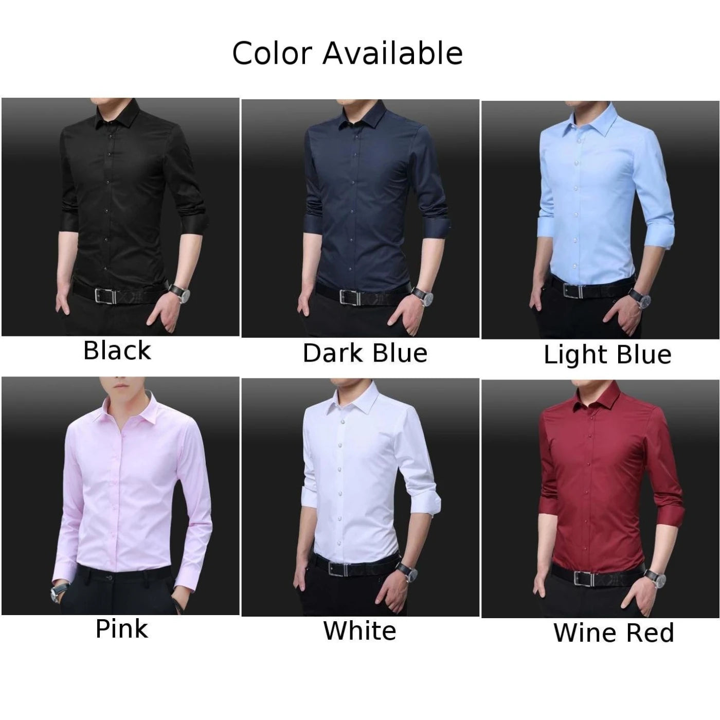 Men Long Sleeve Shirts Office Business Formal Dress Shirt Man Casual Blouse Solid Slim Fit Tops Fashion Male Clothing