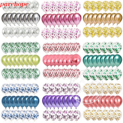 Party 10/20 Rose Confetti Latex Transparent Balloons Metallic Confetti Ballon Baby Shower Kids Birthday Party Wedding Decoration Ball