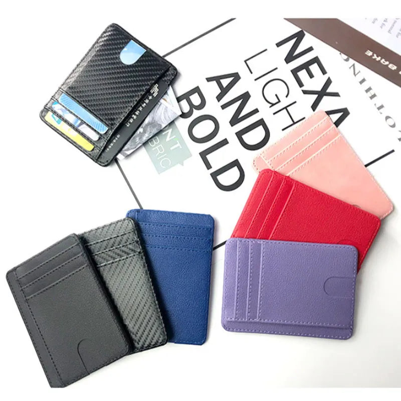 Slim RFID Blocking Leather Wallet Credit ID Card Holder Purse Money Case for Men Women Fashion Business Card Bag - Fashionner