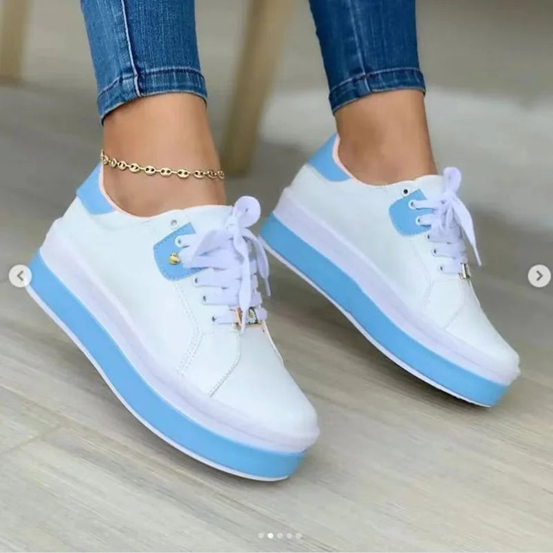 Sneakers Casual Sneakers Women's 2022 Fashion Plus Size 43 Ladies Casual Vulcanized Shoes Lace Up Thick Sole Sneakers Women's Shoes - Fashionner