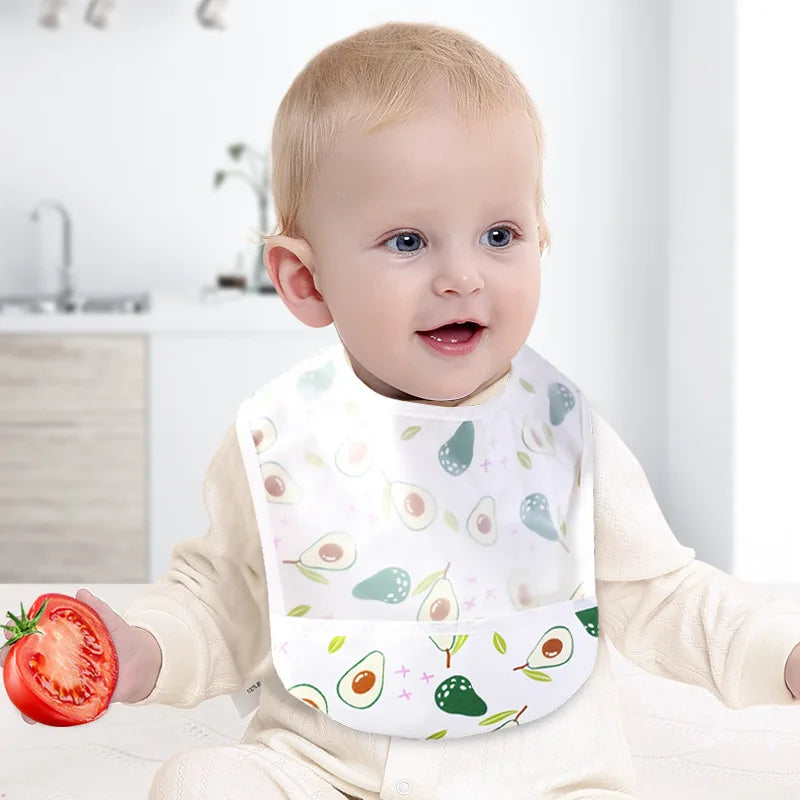 Boys Bibs Waterproof Apron Kid Cartoon Number Cherry Cat Feeding Bib Soft Burp Cloth For Toddler Boys Girls Bandana Bibs