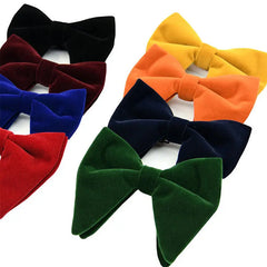 pre-wedding Mens Pre-tied Velvet Bowtie Wedding Party Tuxedo Adjustable Necktie Big Bow Tie Formal 10 Colors