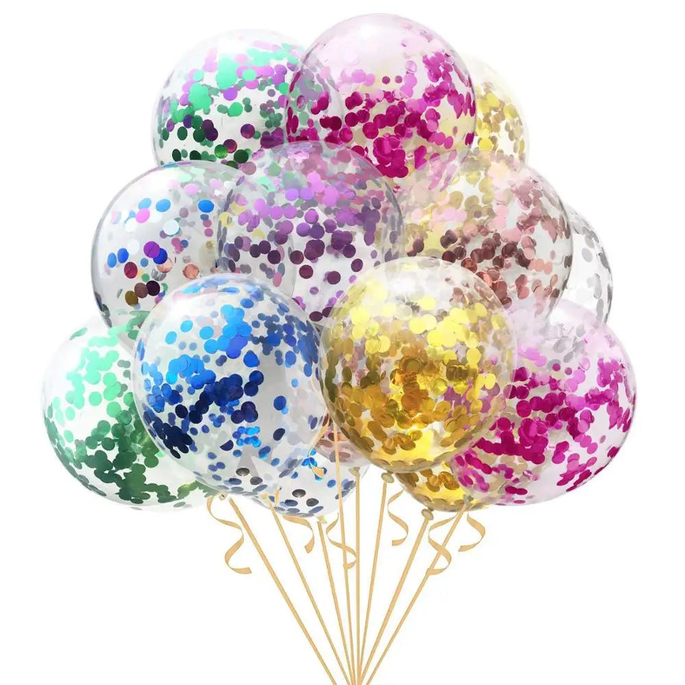 Party 10/20 Rose Confetti Latex Transparent Balloons Metallic Confetti Ballon Baby Shower Kids Birthday Party Wedding Decoration Ball