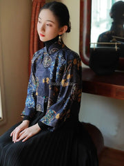 Traditional 2023 autumn new chinese style traditional hanfu top print cheongsam oriental blouse elegant festival party dress qipao top pd