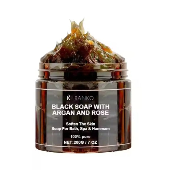 Beldi Moroccan Soap - Black Moroccan Soap African Black Soap Bar With Moroccan Argan Oil And Rose Body Scrub Purifying Cleansing Exfoliating Beauty Products