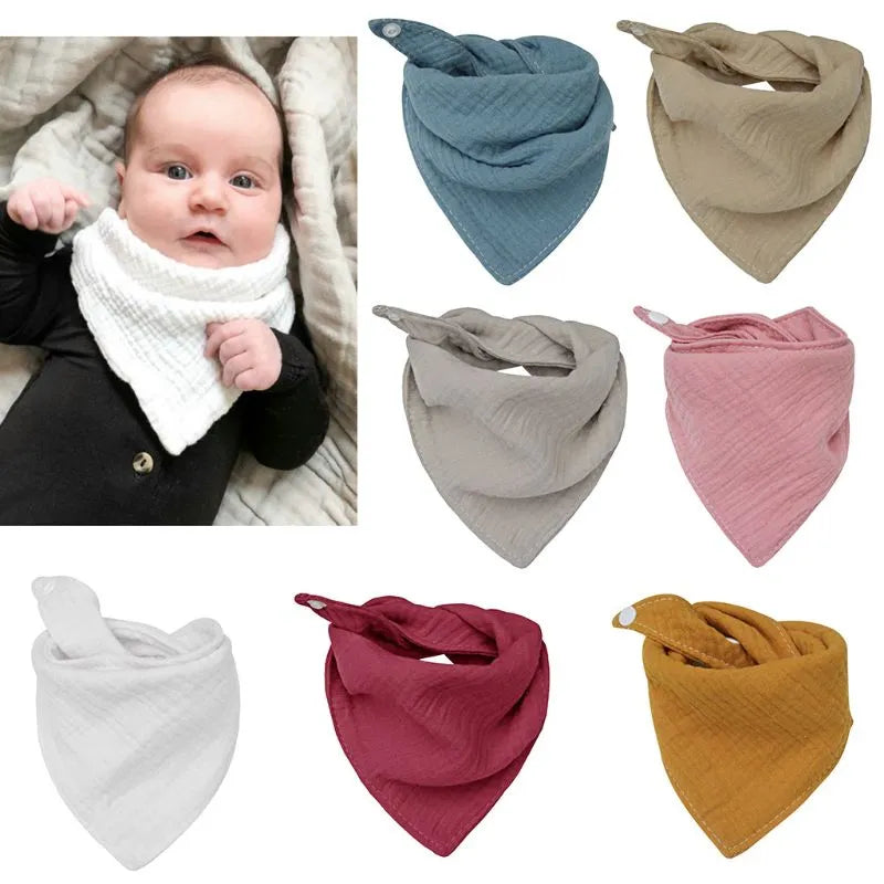 Boys Infant Cotton Bib Solid Color Triangle Scarf Feeding Saliva Towel Bandana Burp Cloth Boy Girl Babies Accessories Newborn - Fashionner