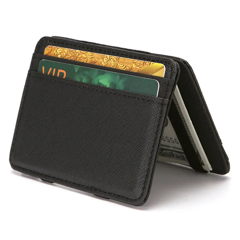 Ultra Thin PU Leather Women Men Magic Wallets Short Business Credit Card Holder Clutch Bag Case Pouch Mini Small Coin Purses