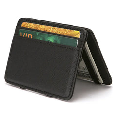 Ultra Thin PU Leather Women Men Magic Wallets Short Business Credit Card Holder Clutch Bag Case Pouch Mini Small Coin Purses - Fashionner