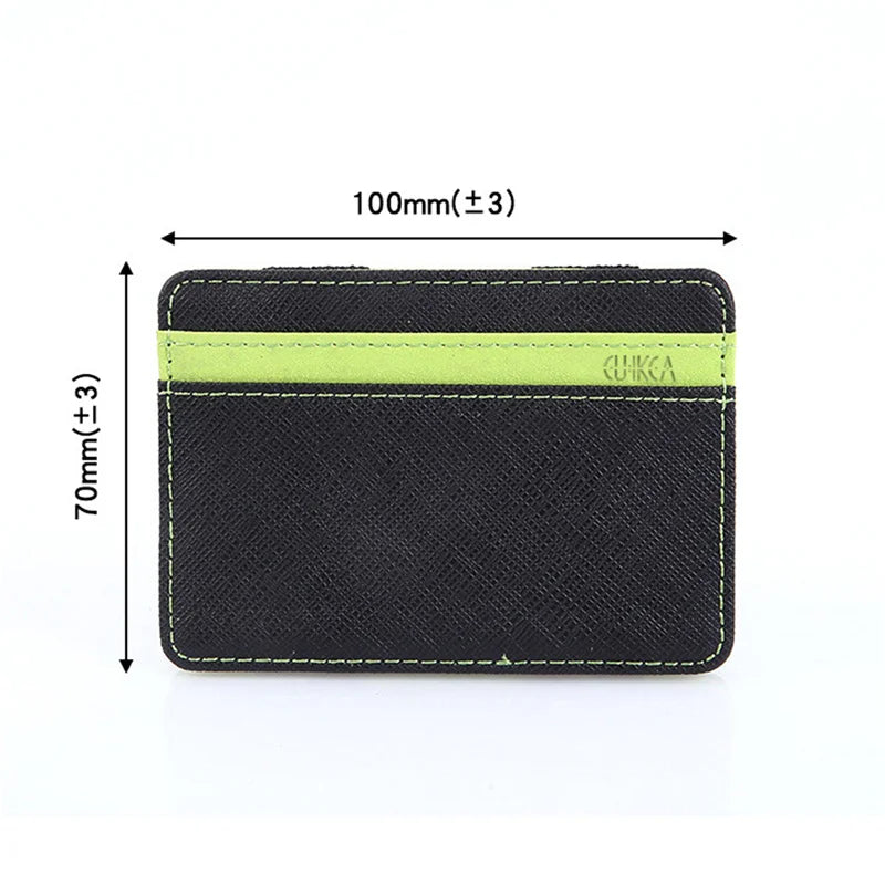 Ultra Thin PU Leather Women Men Magic Wallets Short Business Credit Card Holder Clutch Bag Case Pouch Mini Small Coin Purses - Fashionner