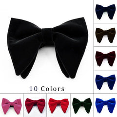 pre-wedding Mens Pre-tied Velvet Bowtie Wedding Party Tuxedo Adjustable Necktie Big Bow Tie Formal 10 Colors