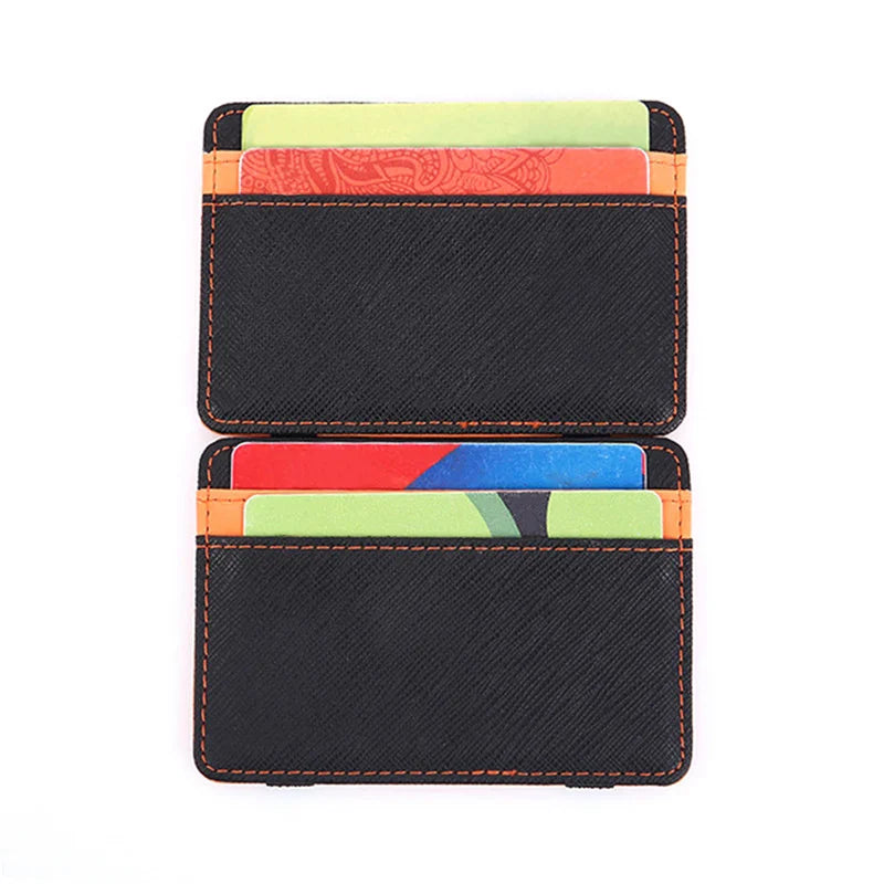 Ultra Thin PU Leather Women Men Magic Wallets Short Business Credit Card Holder Clutch Bag Case Pouch Mini Small Coin Purses - Fashionner