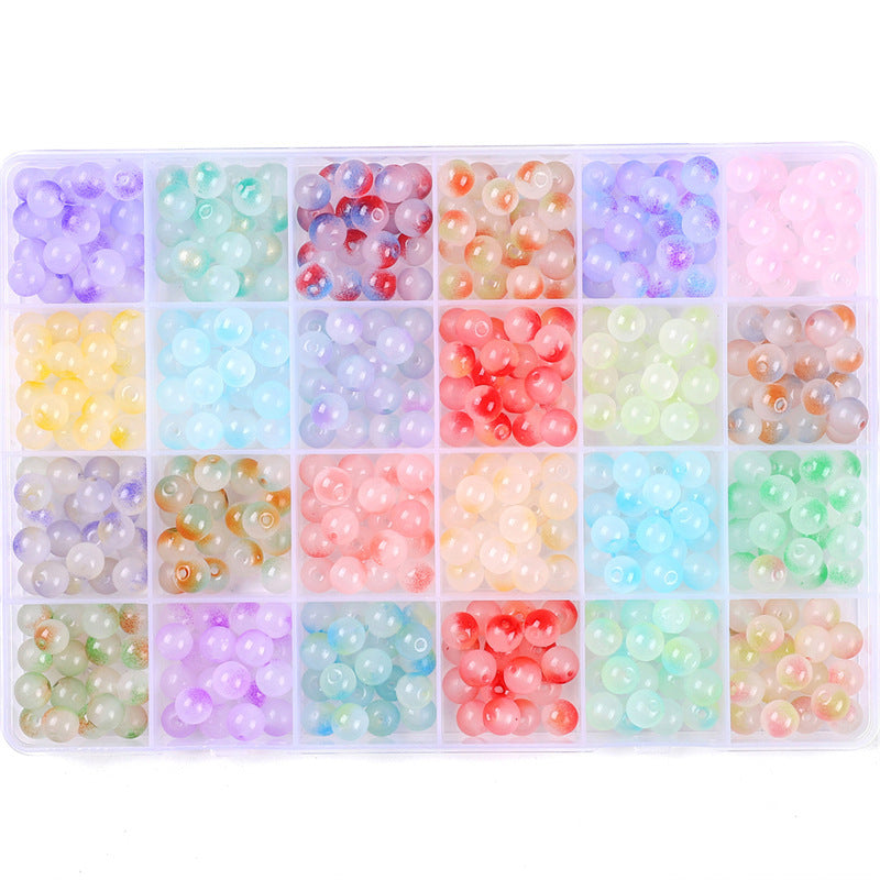 Glass Jelly Double Crystal Round Beads Material Package Handmade Diy Bracelet Accessories Set Box String Beads Materials