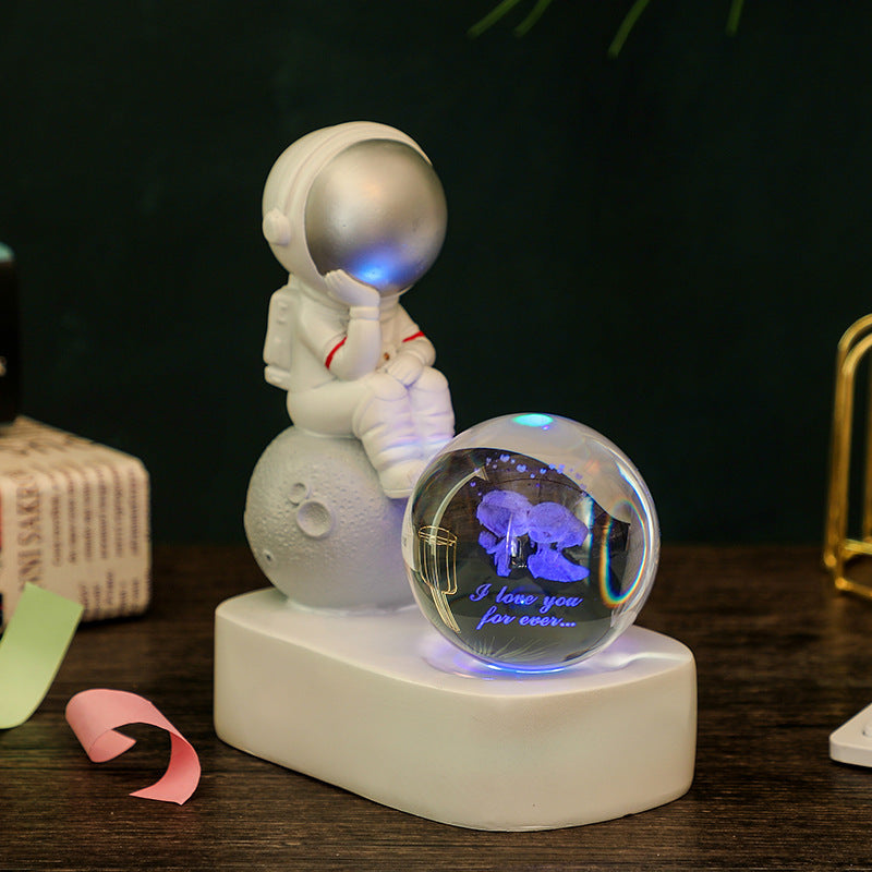 Creative Resin Astronaut Crystal Ball Glowing Night Light