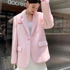 Gentle Sweet Polyester Mohair Blazer