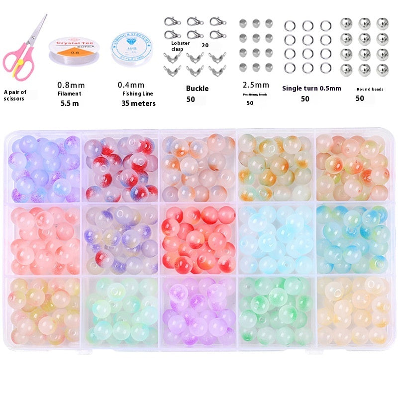 Glass Jelly Double Crystal Round Beads Material Package Handmade Diy Bracelet Accessories Set Box String Beads Materials