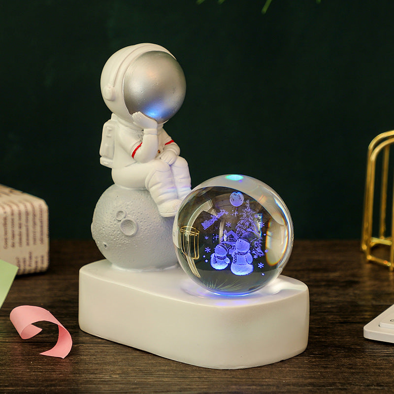 Creative Resin Astronaut Crystal Ball Glowing Night Light