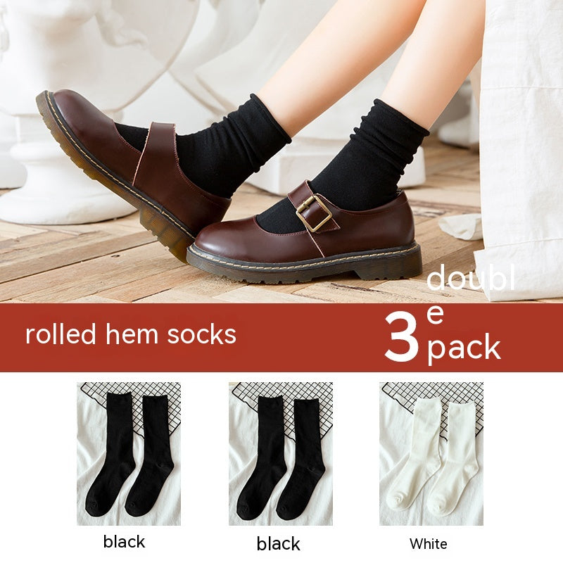 Non Pure Cotton High Tube Loafers And Socks - Fashionner