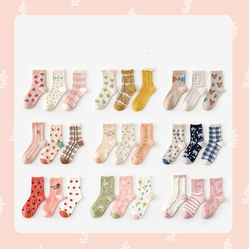 Minimalist Printed Cute Women's Mid Length Socks