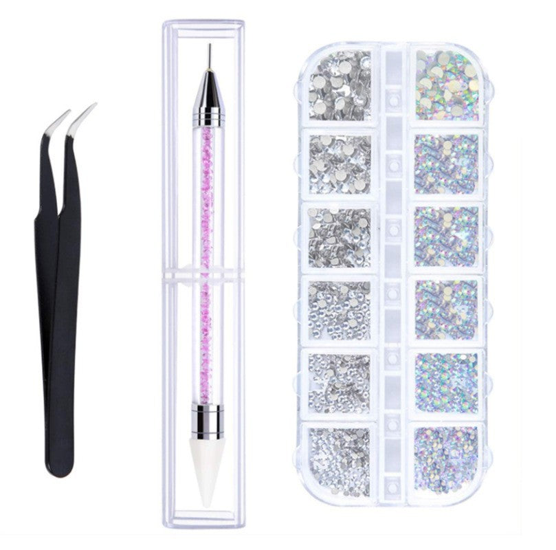 Manicure AB Diamond Acrylic Double-headed Diamond Pen Tweezer Set - Fashionner