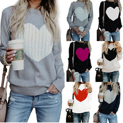 Love Printed Pullover Sweater For Women Solid Color Spring And Autumn Clothes Valentines Day - Fashionner