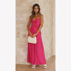 Tied Spaghetti-strap Trendy Jumpsuit