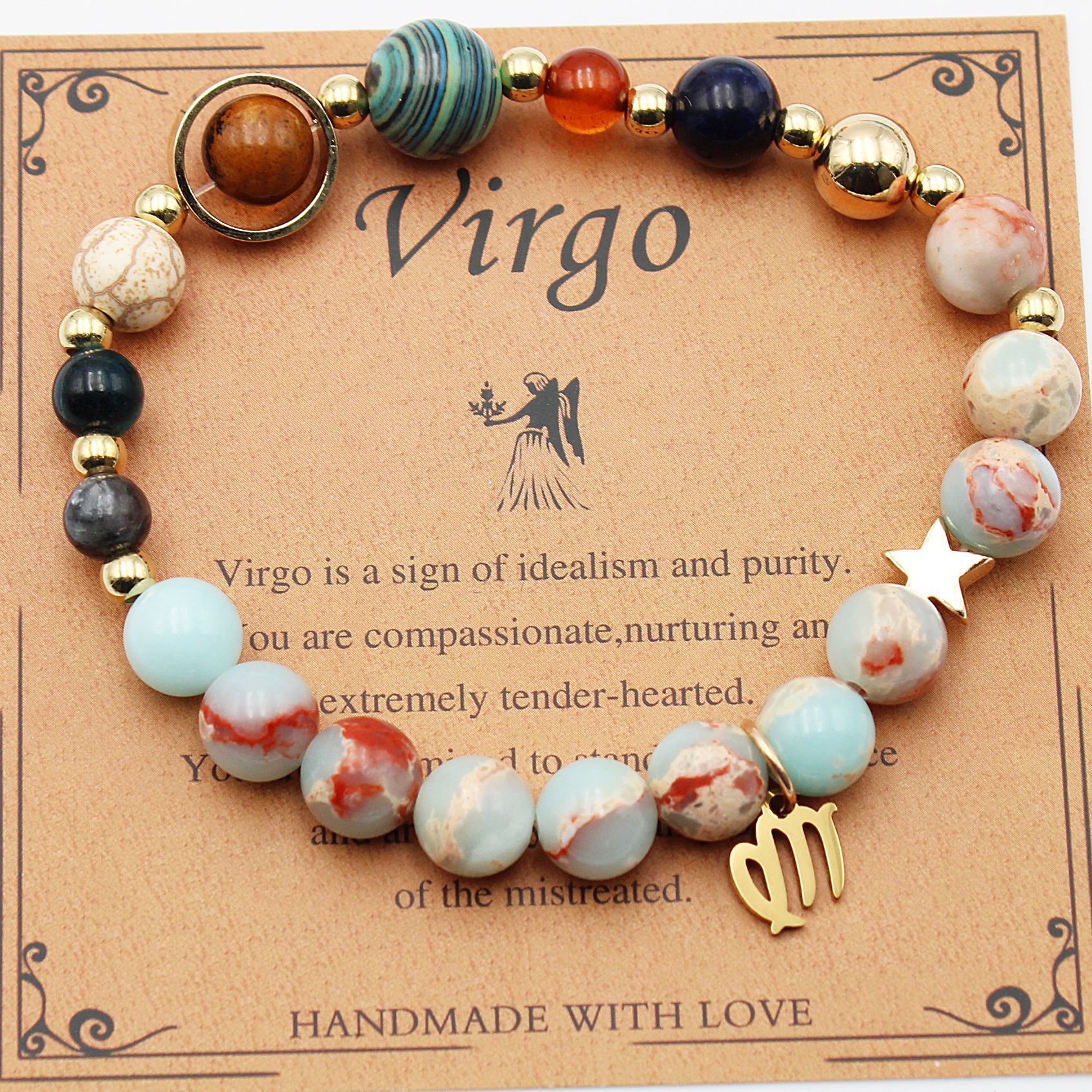 Twelve Constellations Bracelets Natural Stone Beaded Eight Planets