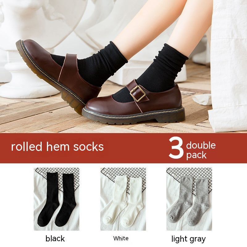 Non Pure Cotton High Tube Loafers And Socks - Fashionner