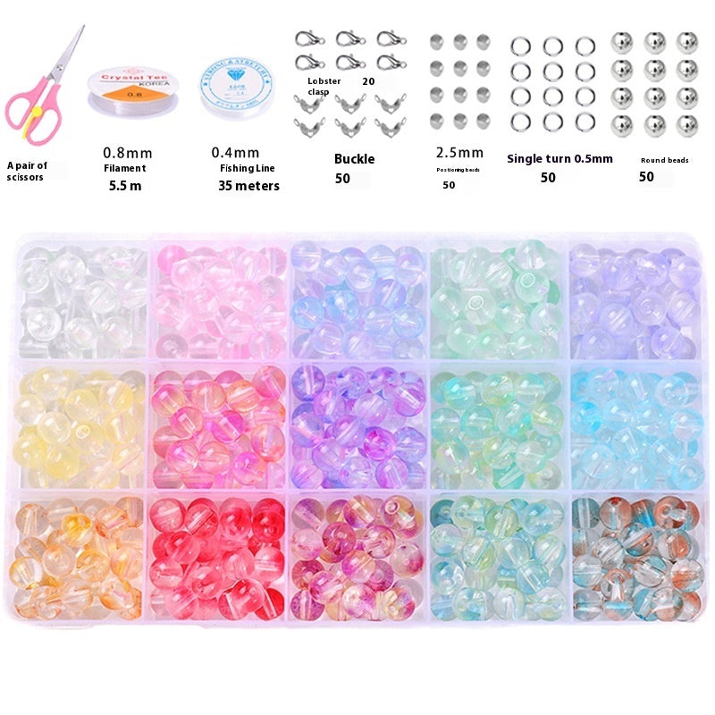 Glass Jelly Double Crystal Round Beads Material Package Handmade Diy Bracelet Accessories Set Box String Beads Materials