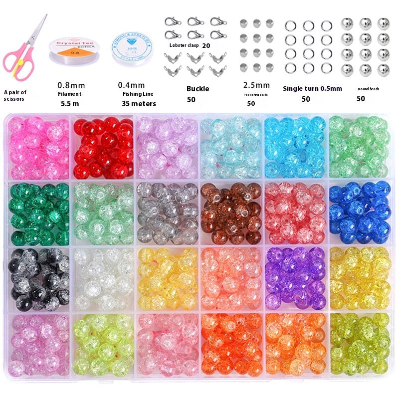 Glass Jelly Double Crystal Round Beads Material Package Handmade Diy Bracelet Accessories Set Box String Beads Materials