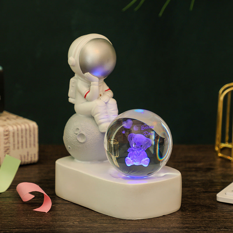 Creative Resin Astronaut Crystal Ball Glowing Night Light