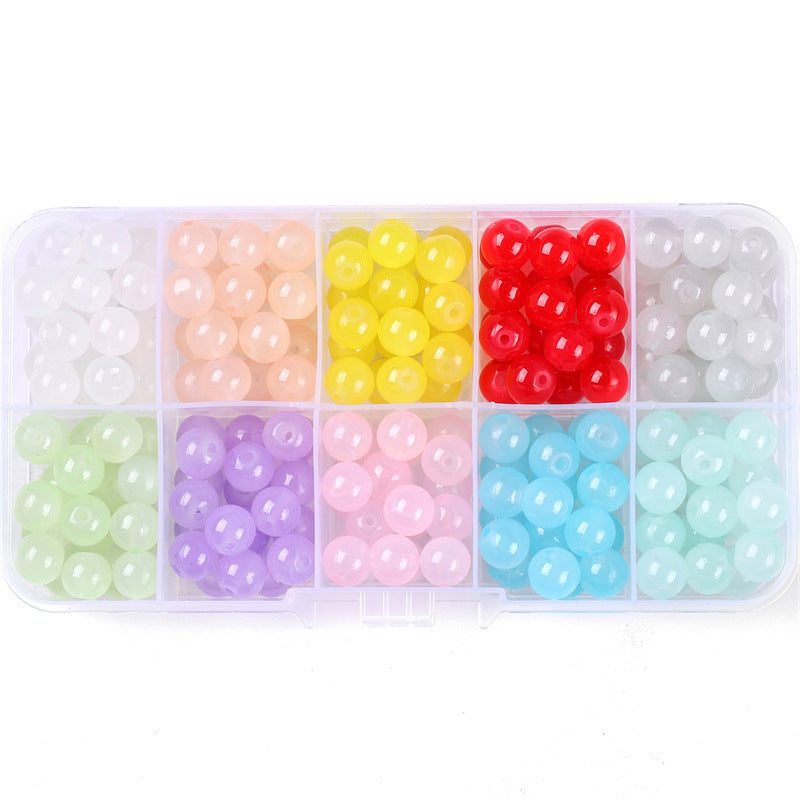 Glass Jelly Double Crystal Round Beads Material Package Handmade Diy Bracelet Accessories Set Box String Beads Materials